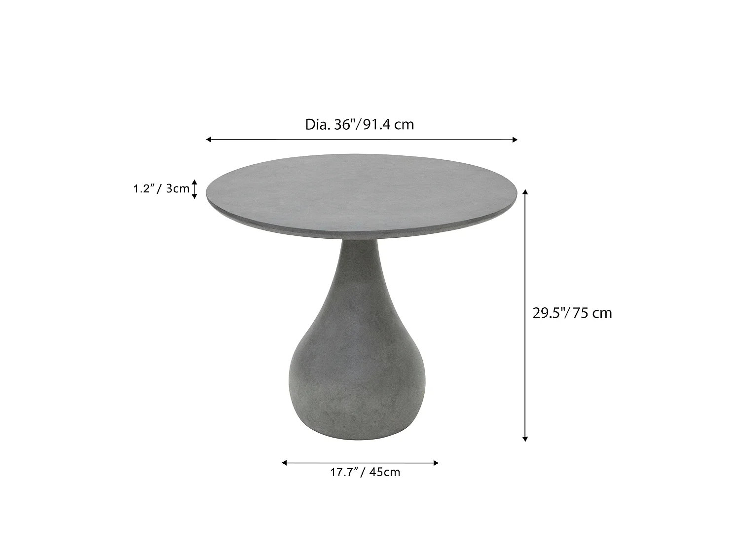 ELEMENTI CORDOBA Eettafel Middel 91.4x91.4x75