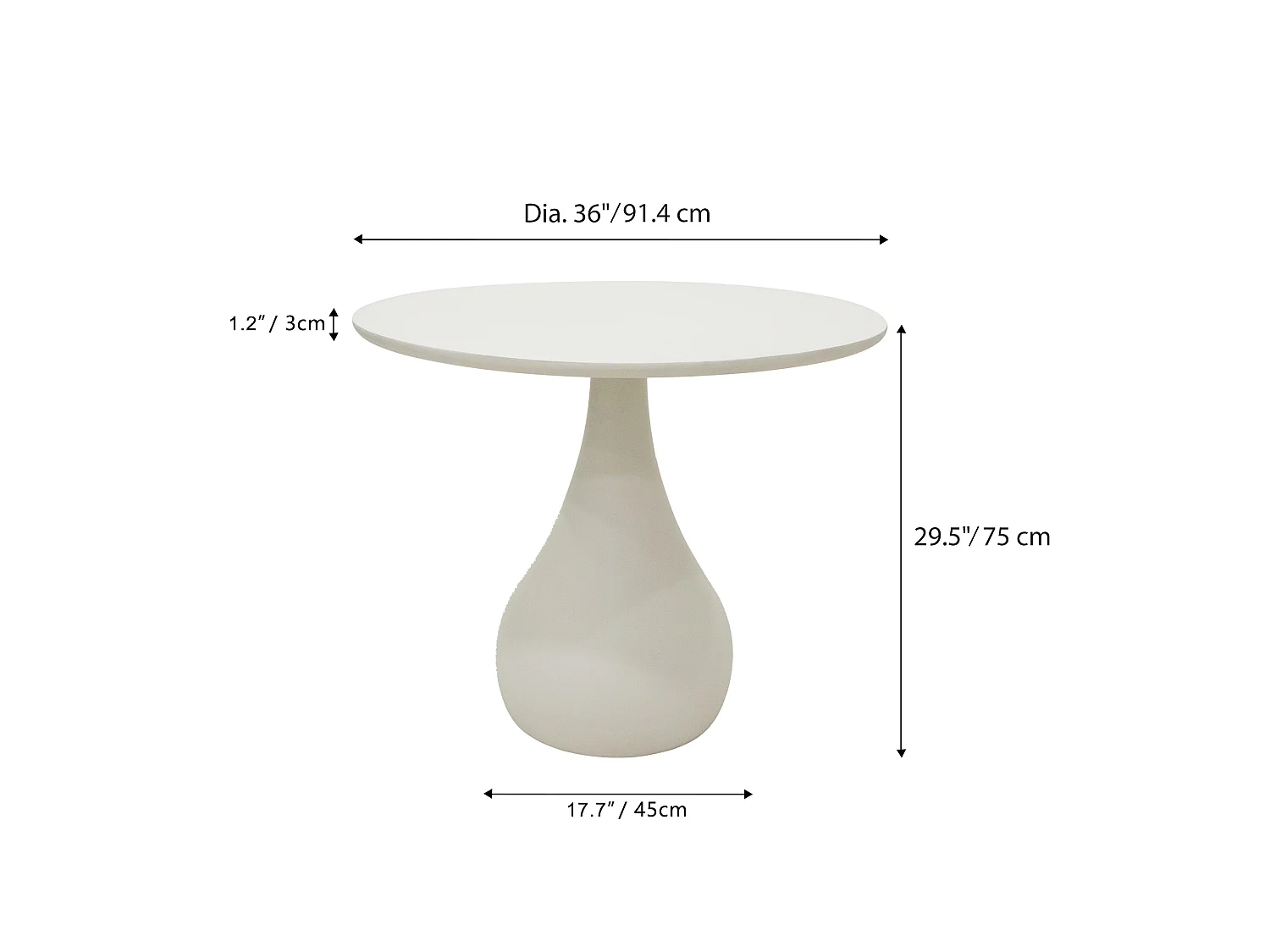 ELEMENTI CORDOBA Eettafel Middel 91.4x91.4x75
