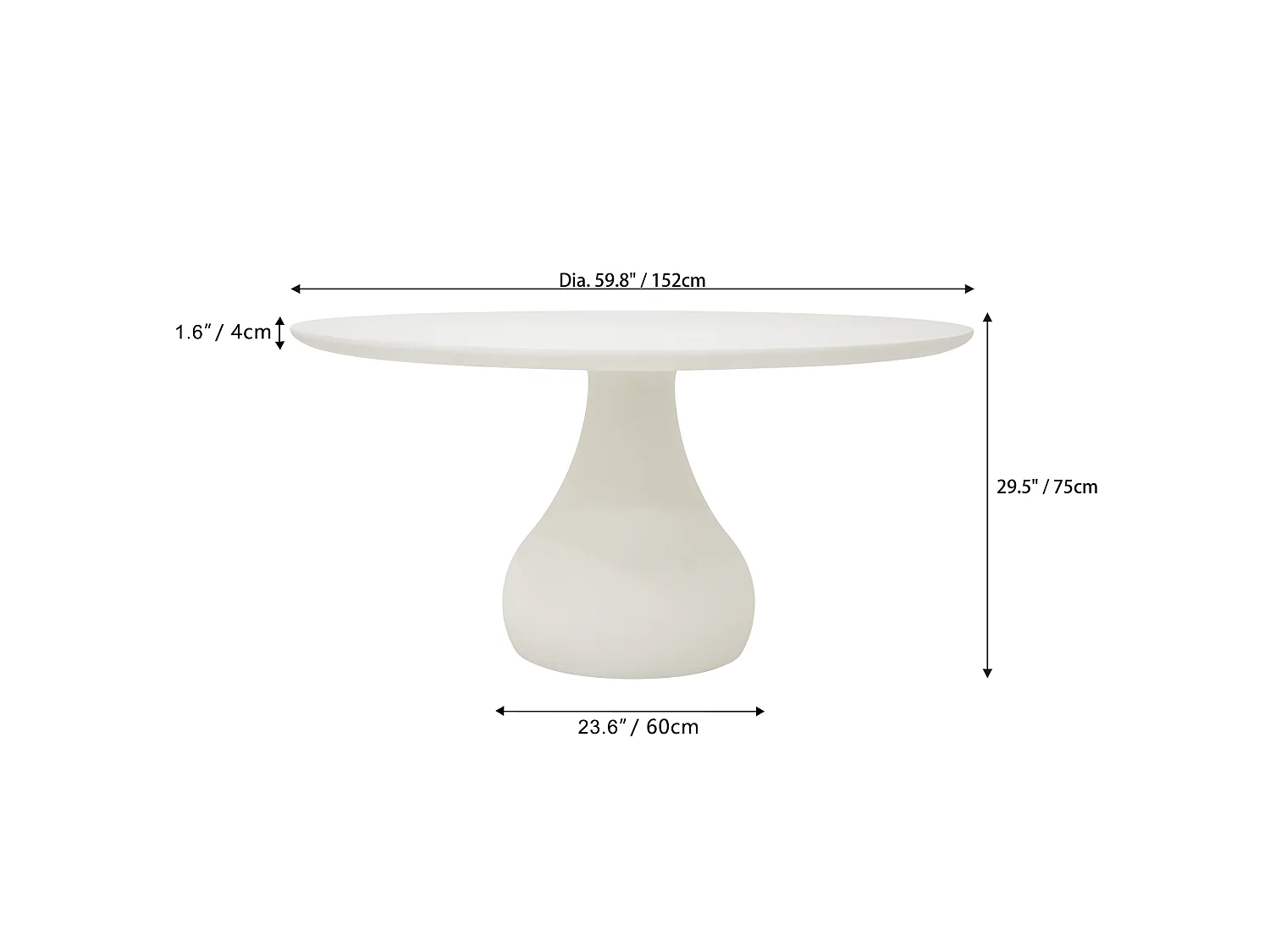 ELEMENTI CORDOBA Eettafel Groot 152x152x75