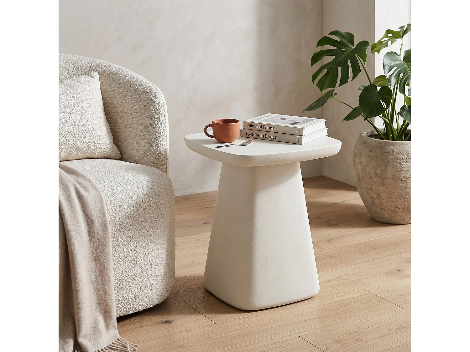 Table d'appoint rectangulaire blanche, moderne, 40 x 40 x 51 cm - HORIZON