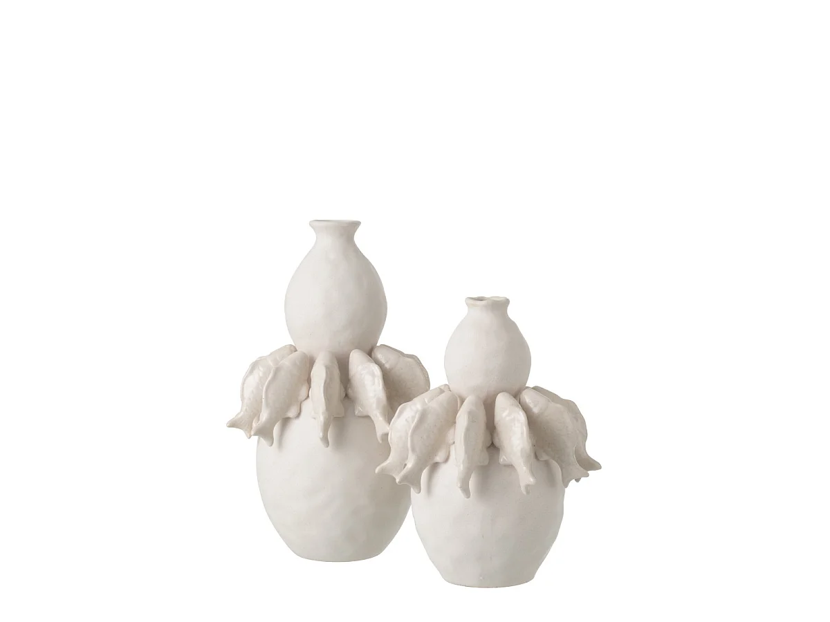 Vase Poisson en Porcelaine "Kraken" 32cm Blanc Cassé