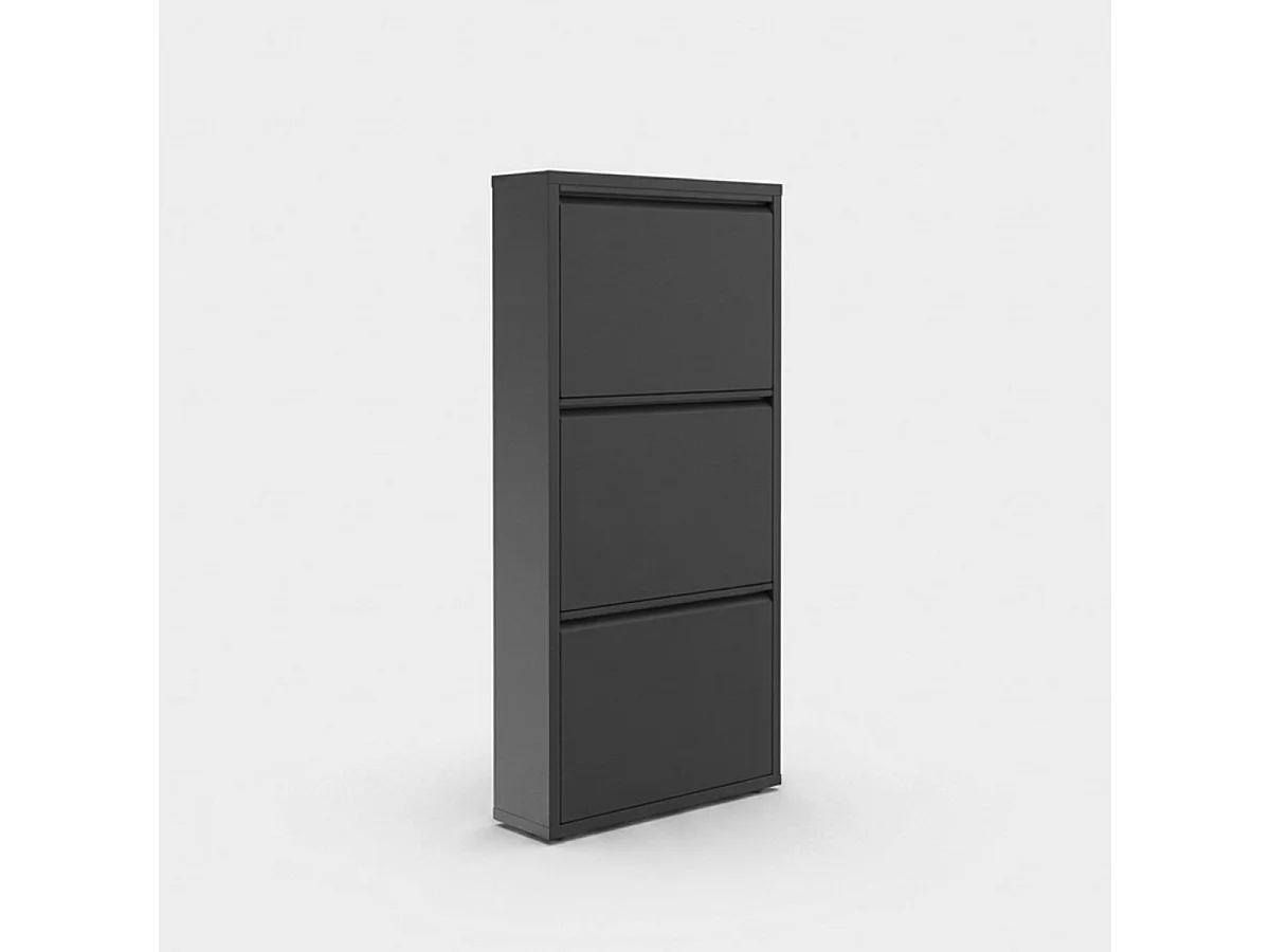 Scarpiera salvaspazio in metallo a 3 ante 3 Piece Metal - Antracite