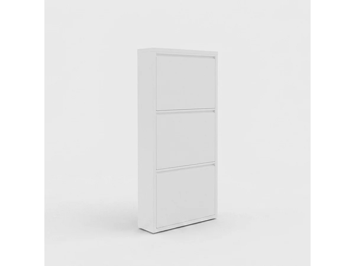 Meuble à chaussures gain de place en métal à 3 portes 3 Piece Metal - Blanc