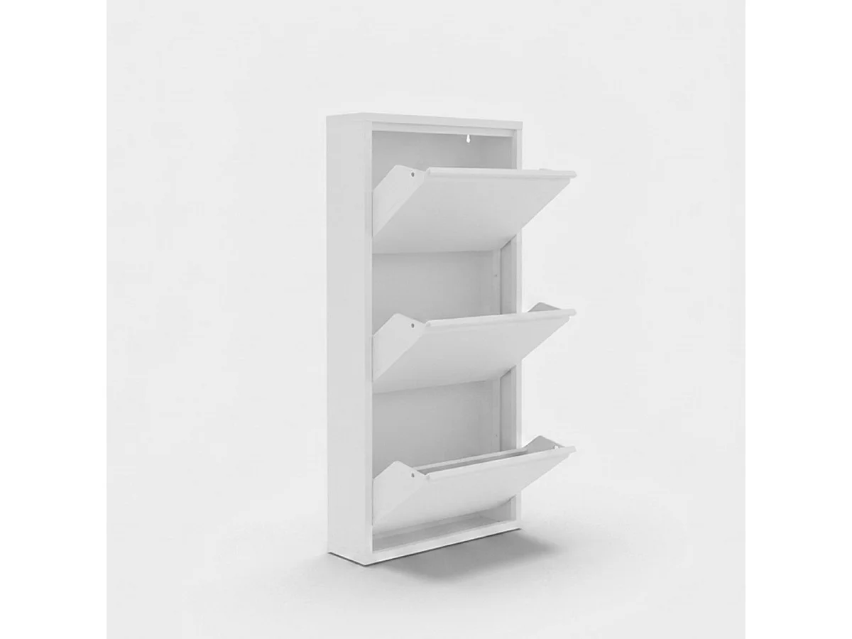 Meuble à chaussures gain de place en métal à 3 portes 3 Piece Metal - Blanc