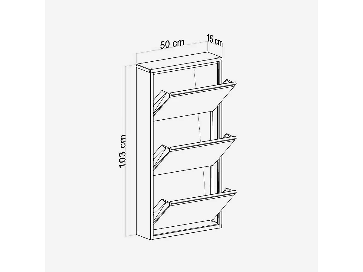 Meuble à chaussures gain de place en métal à 3 portes 3 Piece Metal - Blanc