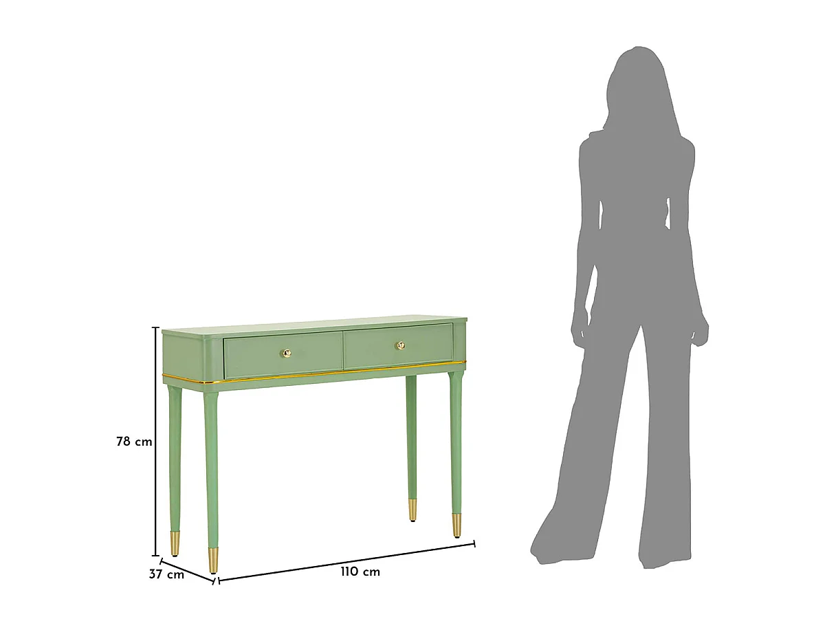 Console 2 tiroirs Suzanne Vert