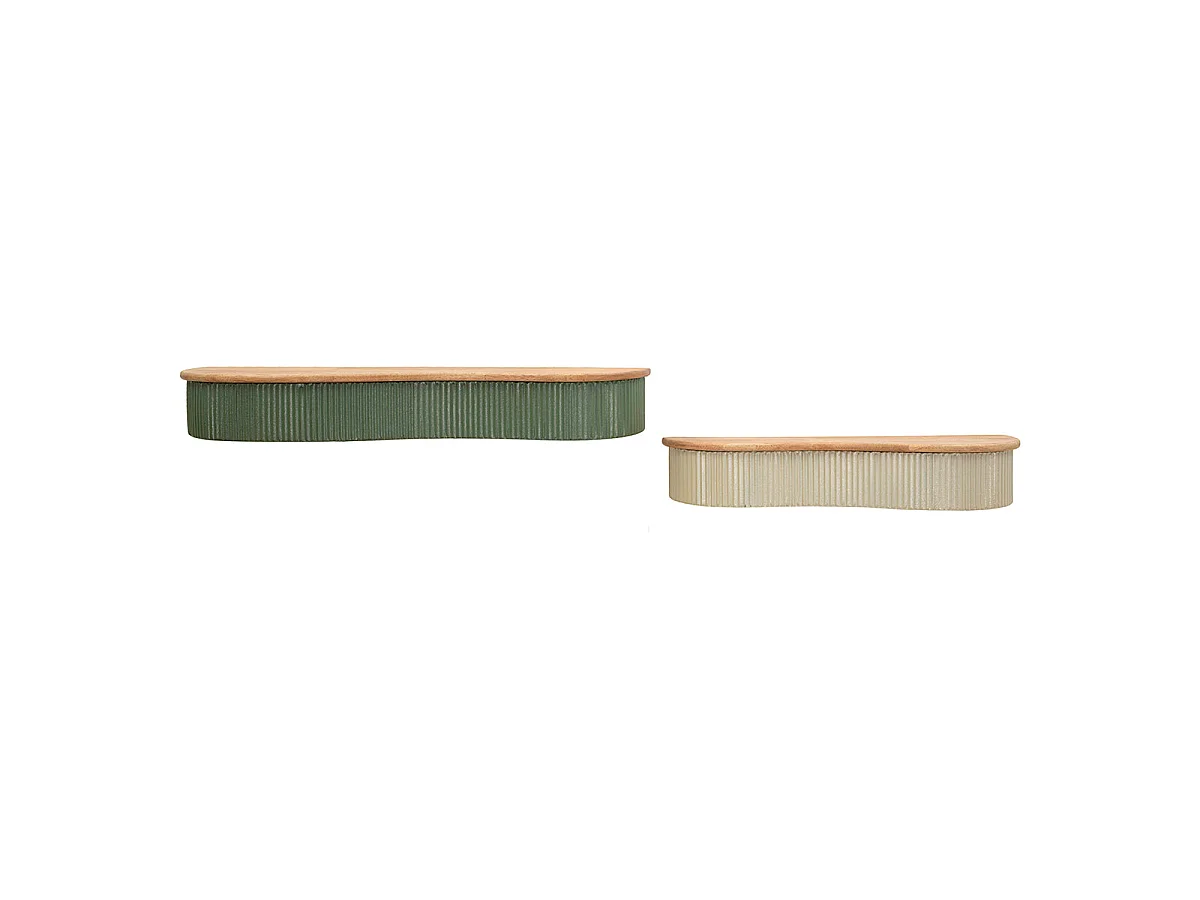 Étagères murale 86 et 65 cm Frieda Vert et Taupe