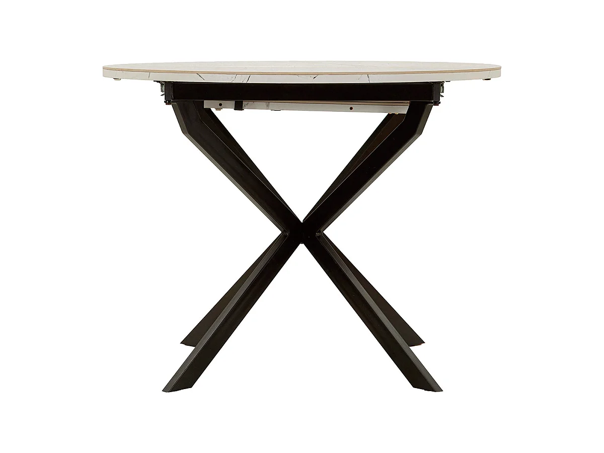 Table à manger ronde extensible 2 à 4 personnes en céramique Mabel Blanc et Noir