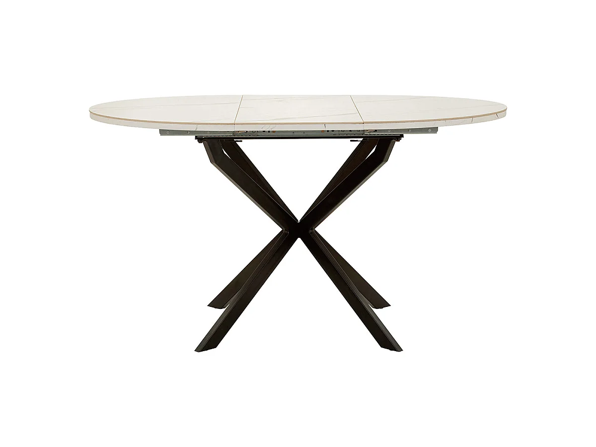 Table à manger ronde extensible 2 à 4 personnes en céramique Mabel Blanc et Noir