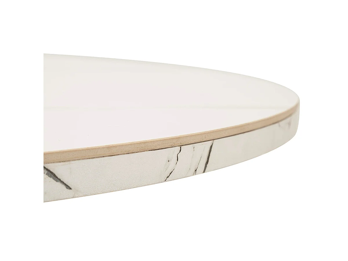 Table à manger ronde extensible 2 à 4 personnes en céramique Mabel Blanc et Noir
