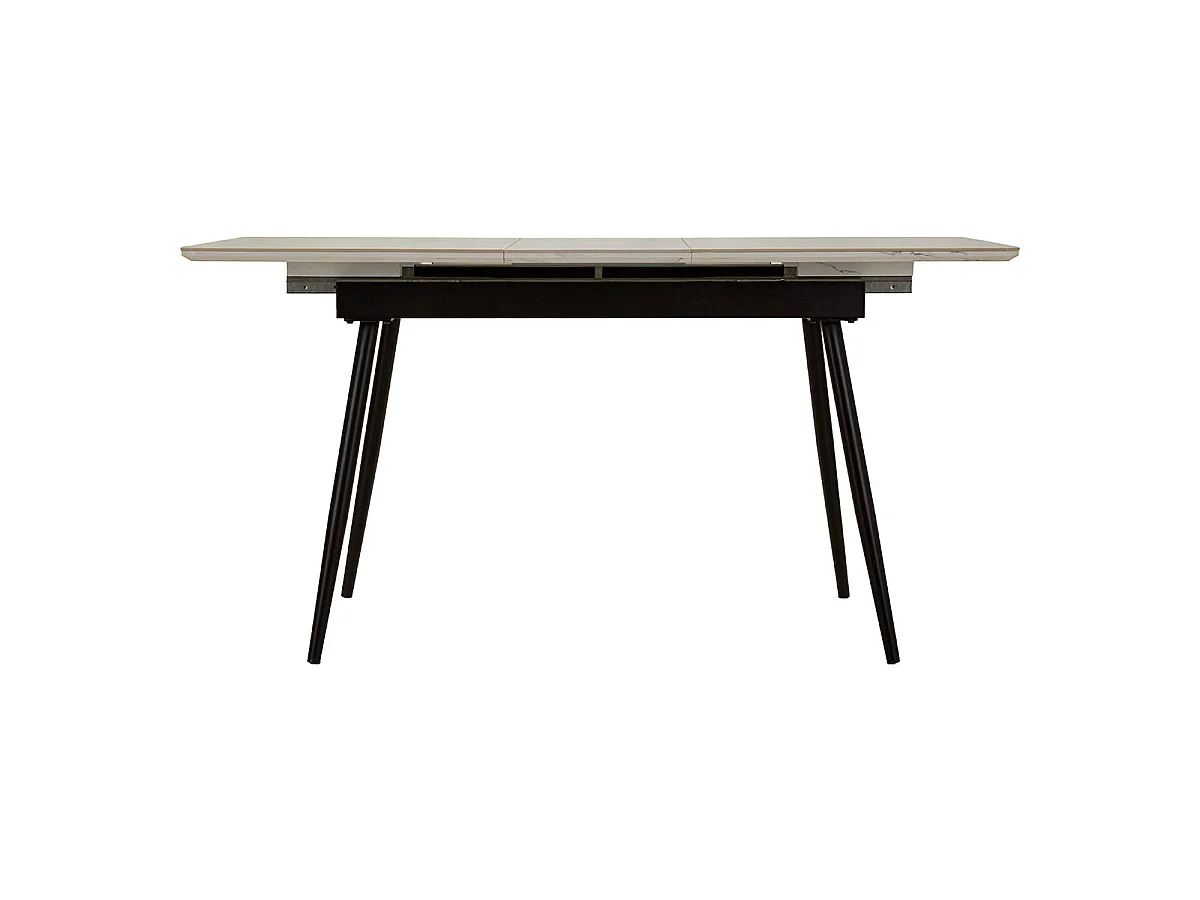 Table à manger rectangulaire extensible 4 à 6 personnes en céramique Mabel Blanc et Noir