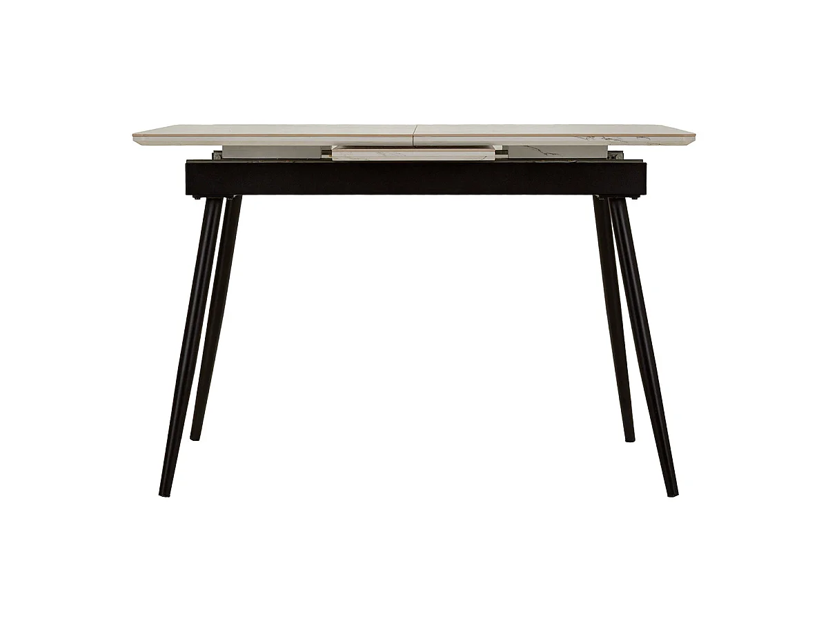Table à manger rectangulaire extensible 4 à 6 personnes en céramique Mabel Blanc et Noir