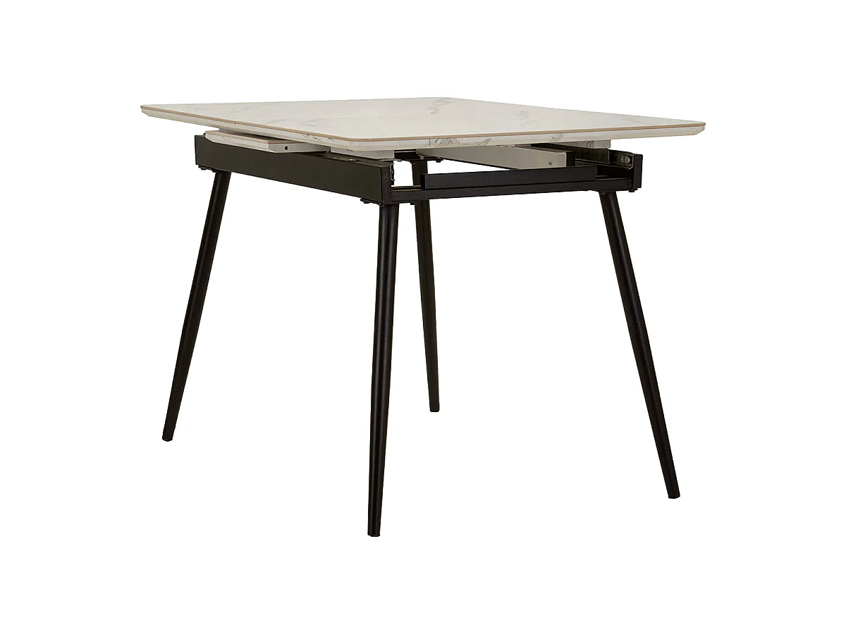 Table à manger rectangulaire extensible 4 à 6 personnes en céramique Mabel Blanc et Noir