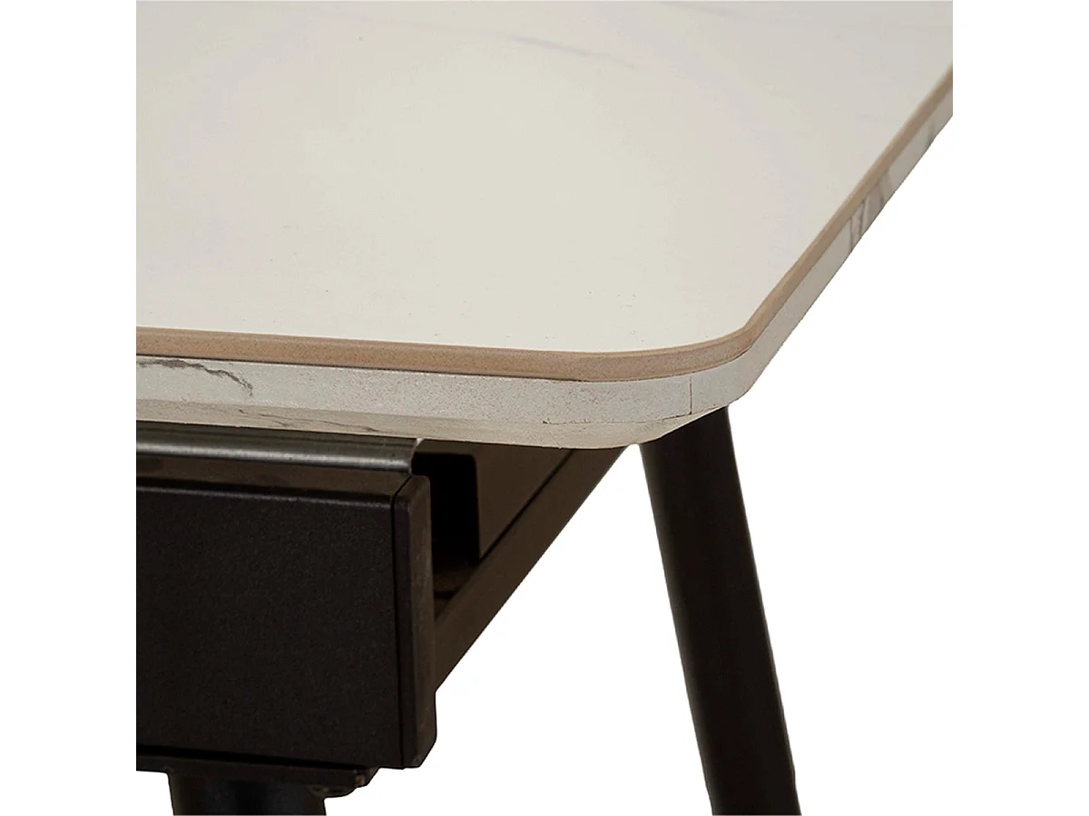 Table à manger rectangulaire extensible 4 à 6 personnes en céramique Mabel Blanc et Noir