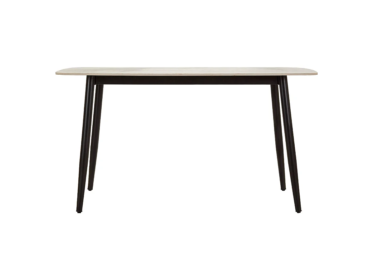 Table à manger rectangulaire 4 à 6 personnes en céramique Mabel Blanc et Noir