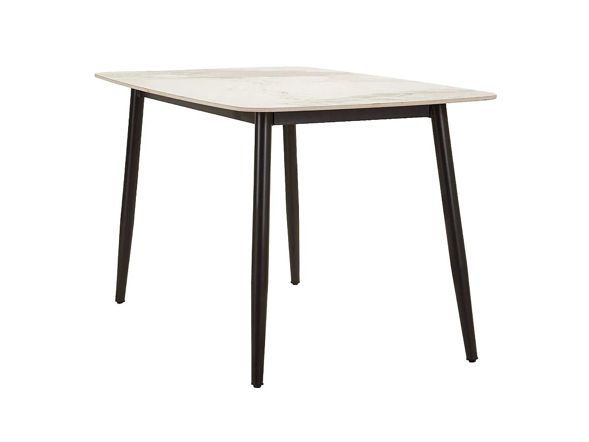 Table à manger rectangulaire 4 à 6 personnes en céramique Mabel Blanc et Noir