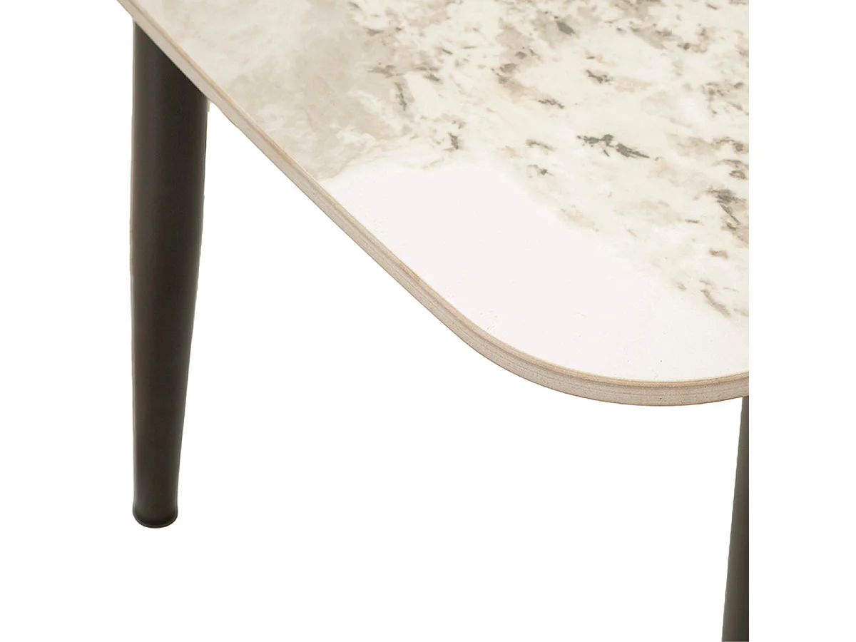 Table à manger rectangulaire 4 à 6 personnes en céramique Mabel Blanc et Noir