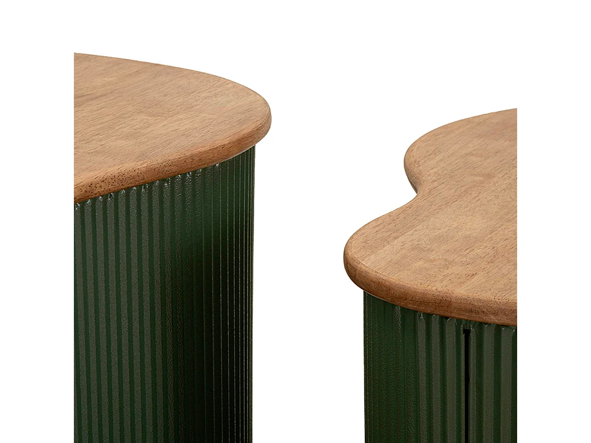 Lot de 2 tables basses 87 cm et 50 cm Frieda Vert et Bois