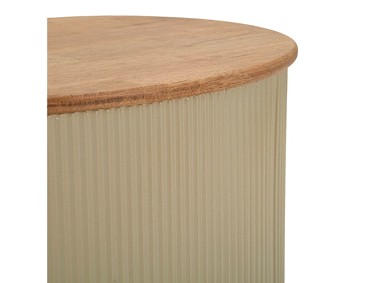 Lot de 2 Tables basses 87 cm et 50 cm Frieda Taupe et Bois