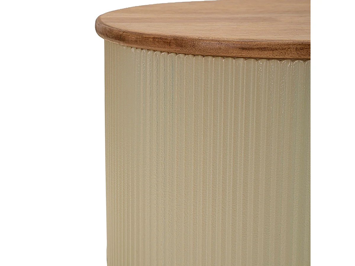 Lot de 2 Tables basses 87 cm et 50 cm Frieda Taupe et Bois