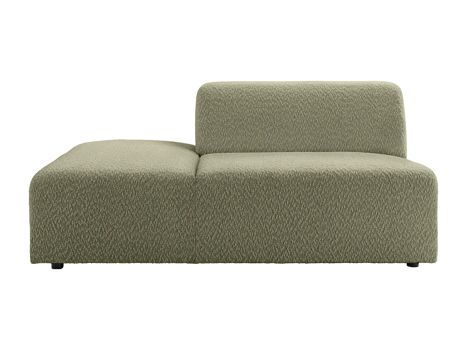 Canapé d'angle droit ouvert modulable en tissu chenille vert TORISO