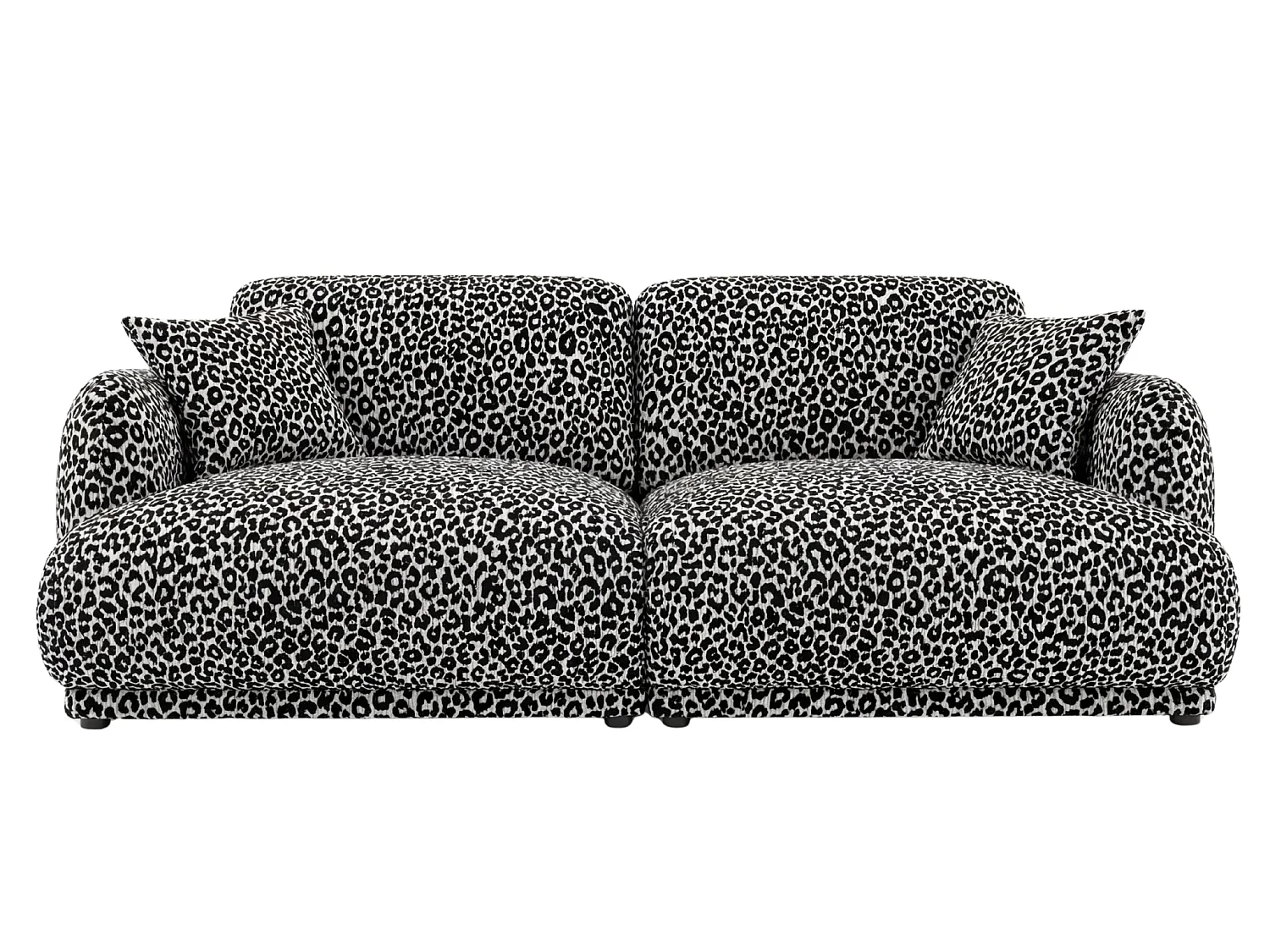 ROSALIE - Canapé droit tissu imprimé animalier 2 places Blanc