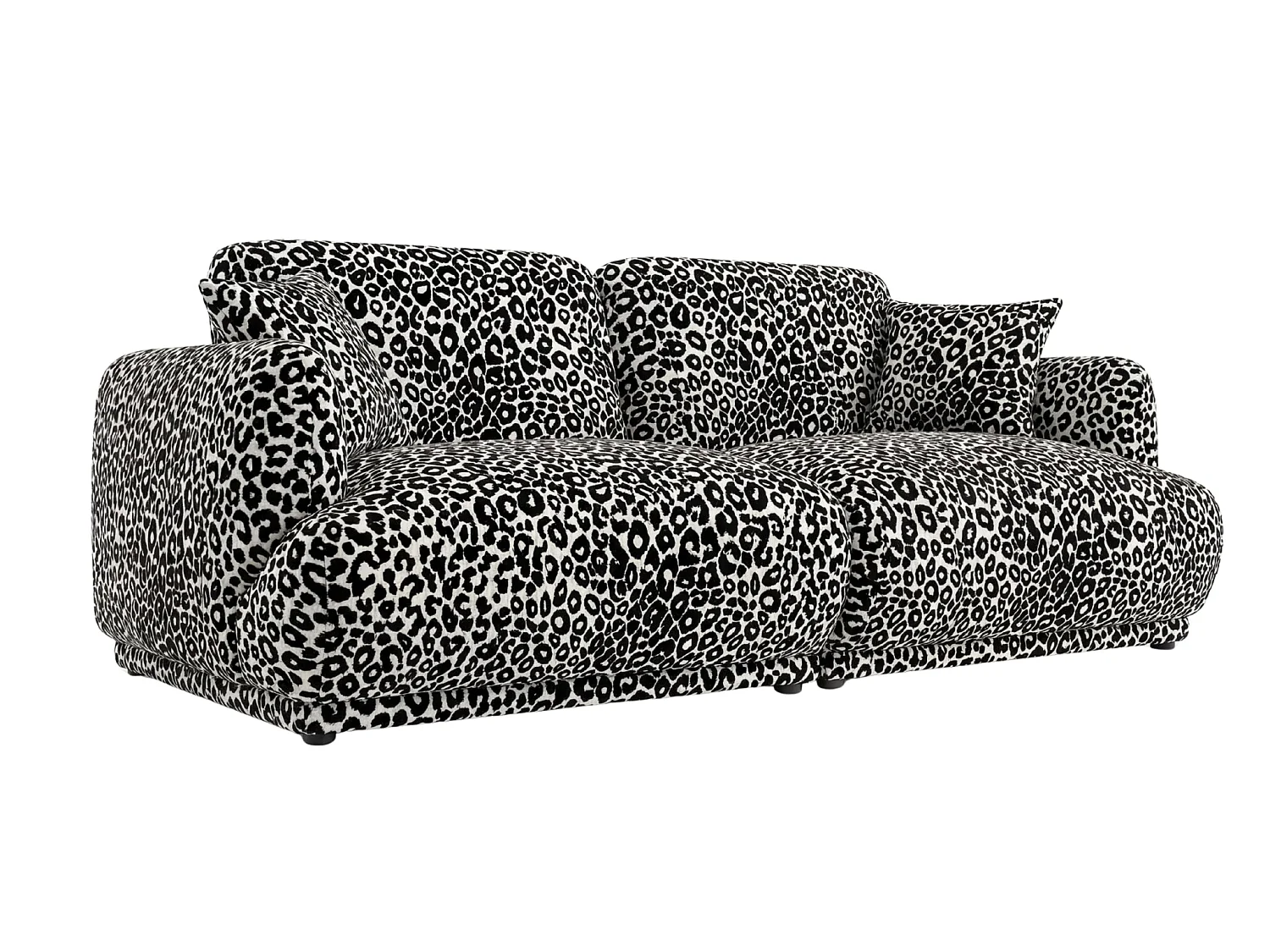 ROSALIE - Canapé droit tissu imprimé animalier 2 places Blanc
