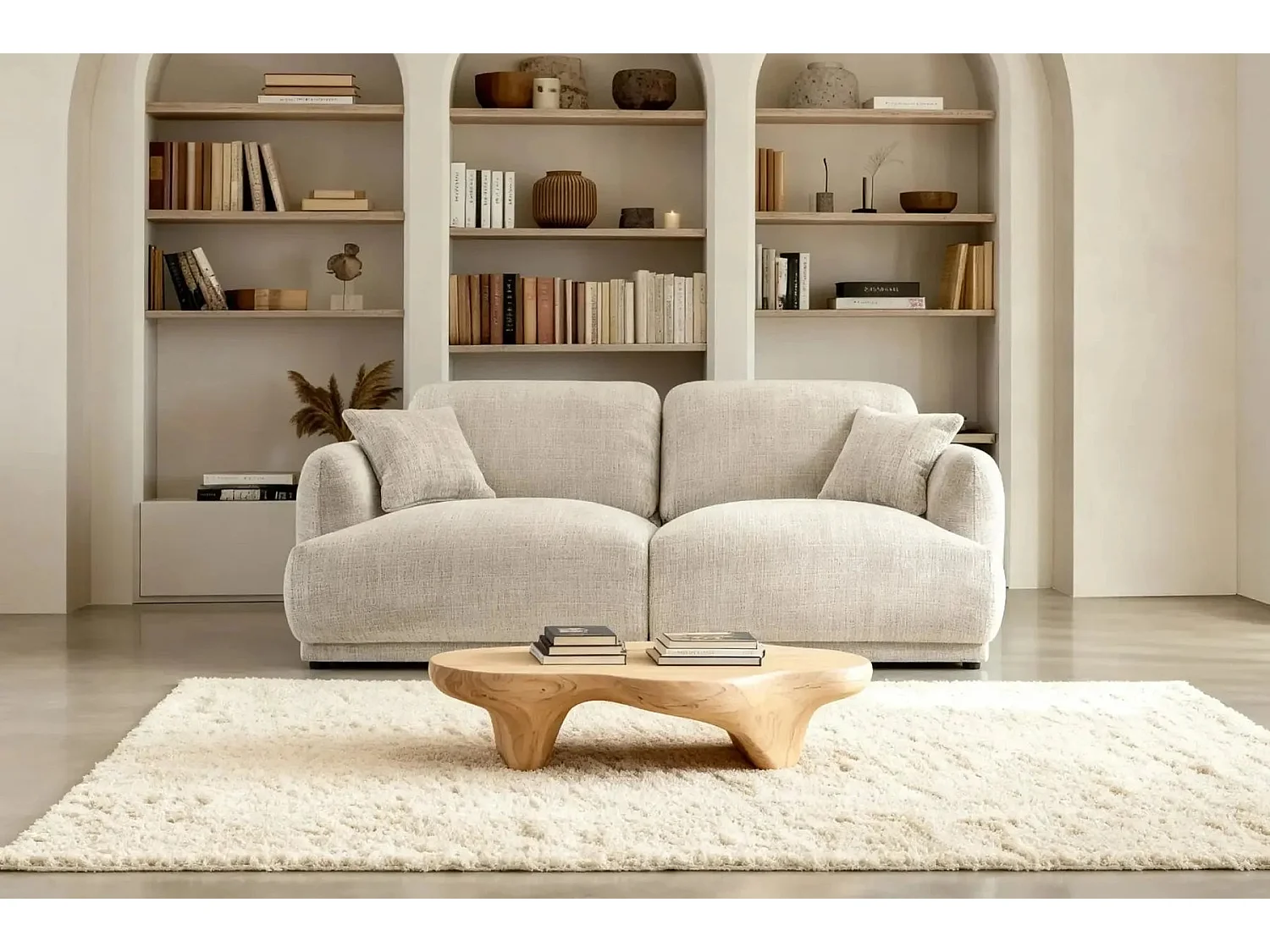 ROSALIE - 2-zits rechte bank in chenille stof - Beige