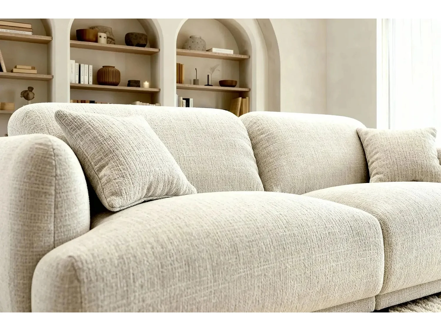 ROSALIE - 2-zits rechte bank in chenille stof - Beige