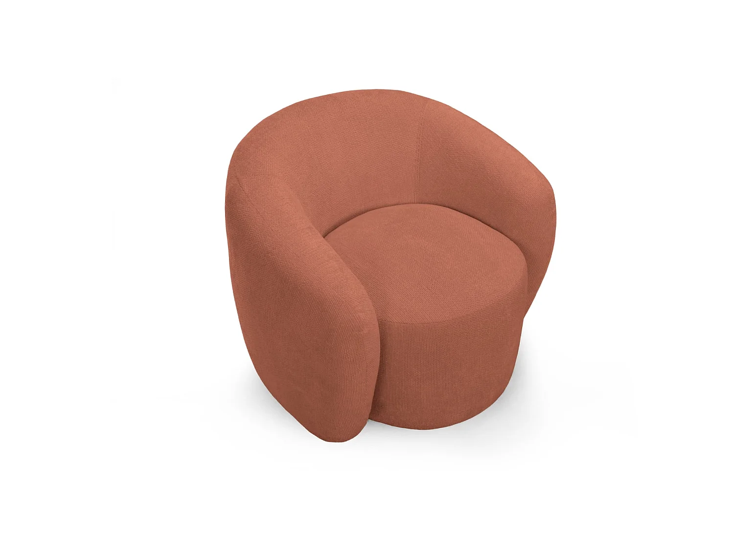 AURELIE - Pack 2-zits rechte bank + fauteuil + stoffen poef - Terracotta