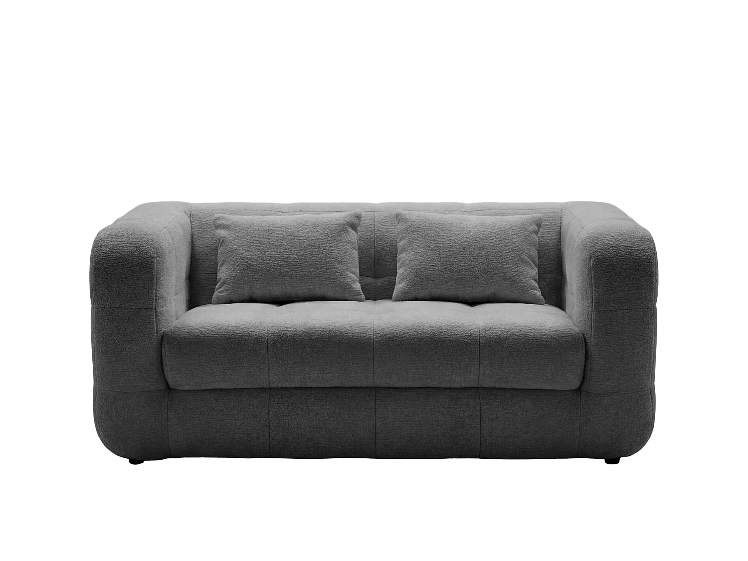 ARLETTE - Canapé droit tissu chenille 2 places Gris foncé