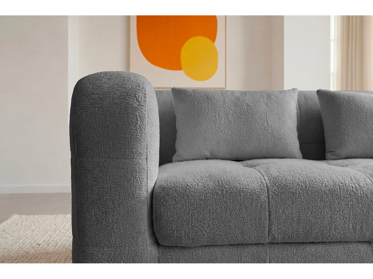 ARLETTE - Canapé droit tissu chenille 2 places Gris foncé