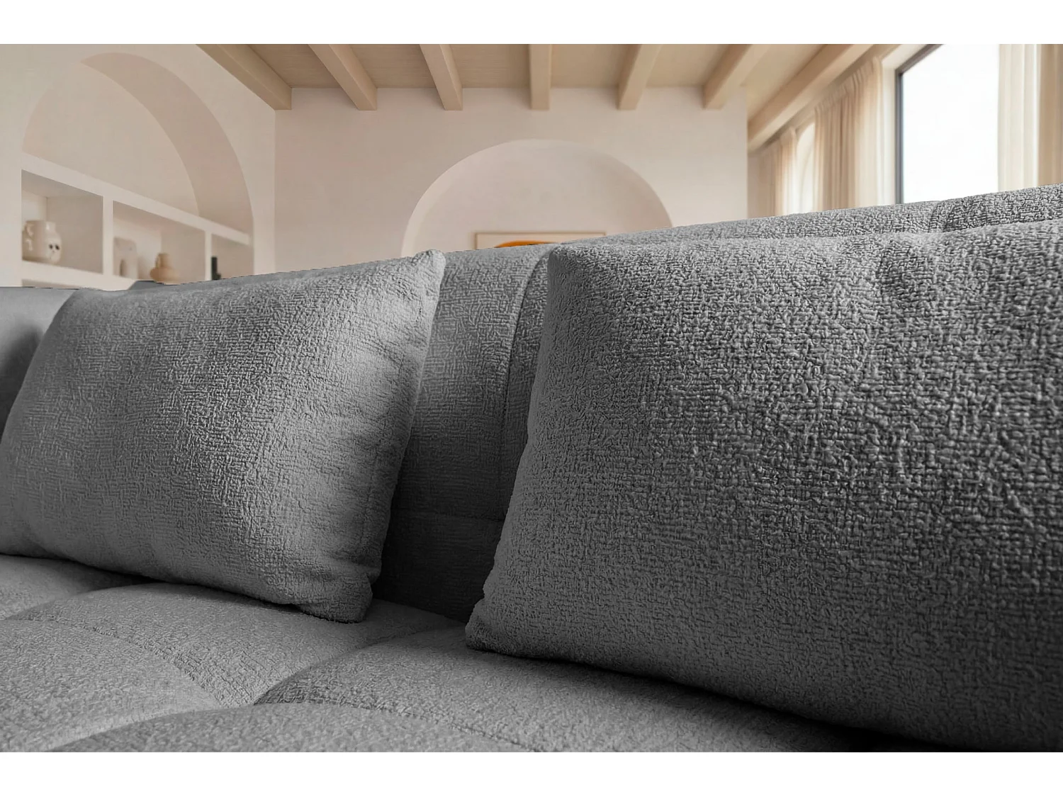 ARLETTE - Canapé droit tissu chenille 2 places Gris foncé