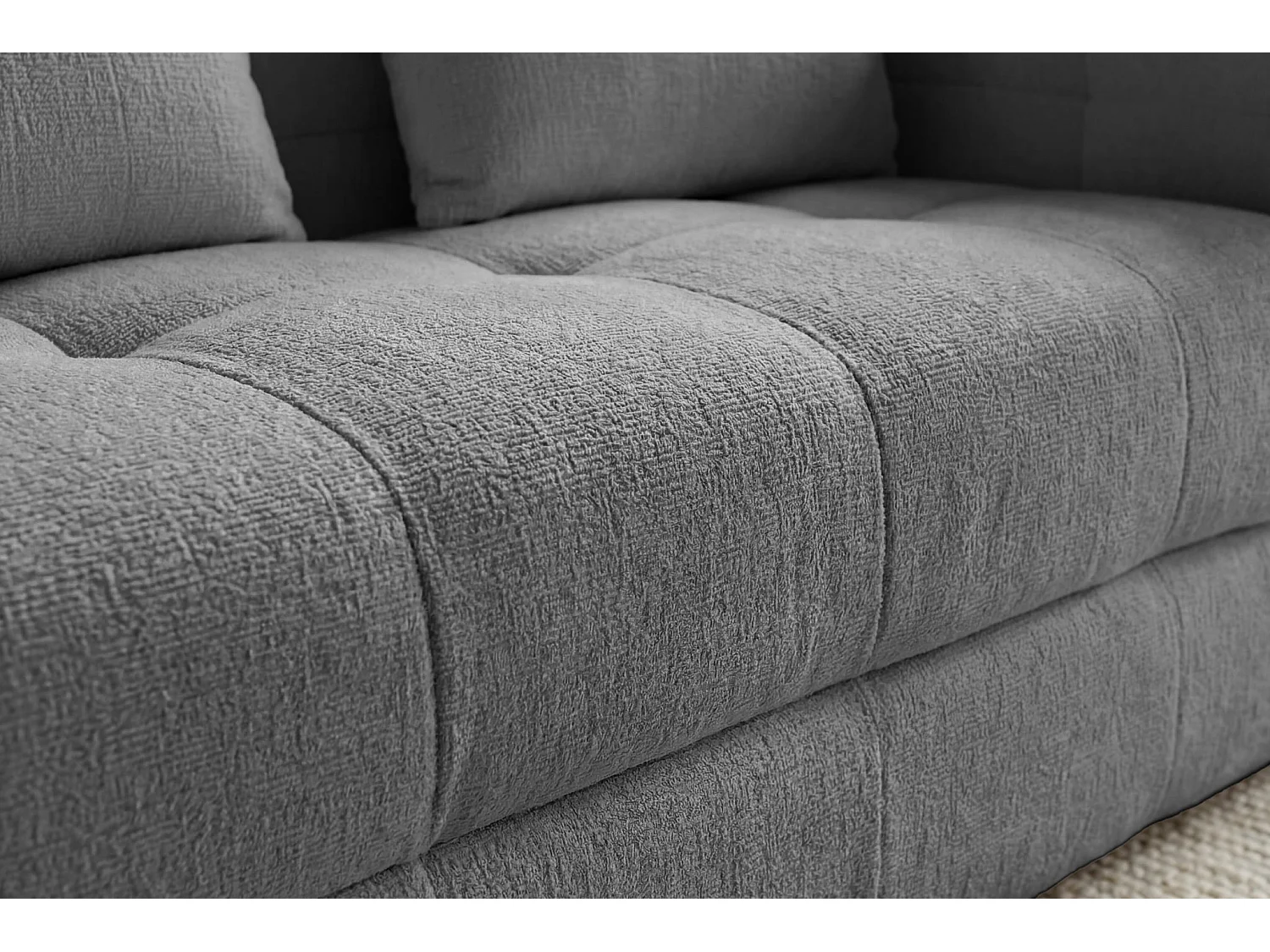 ARLETTE - Canapé droit tissu chenille 2 places Gris foncé