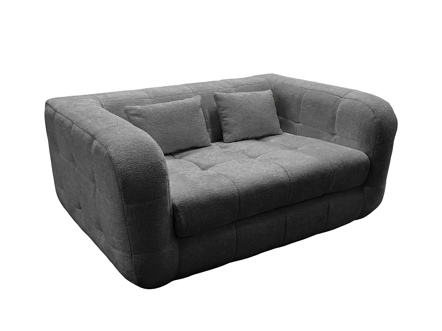 ARLETTE - Canapé droit tissu chenille 2 places Gris foncé
