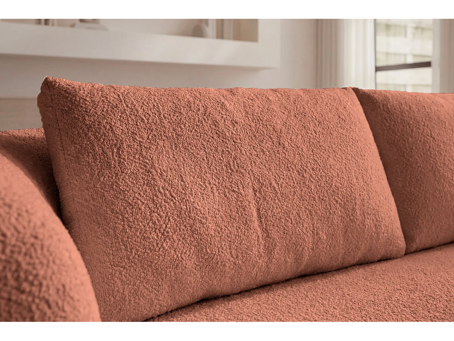ELLY - Canapé droit stof chenille 3 zits - Terracotta
