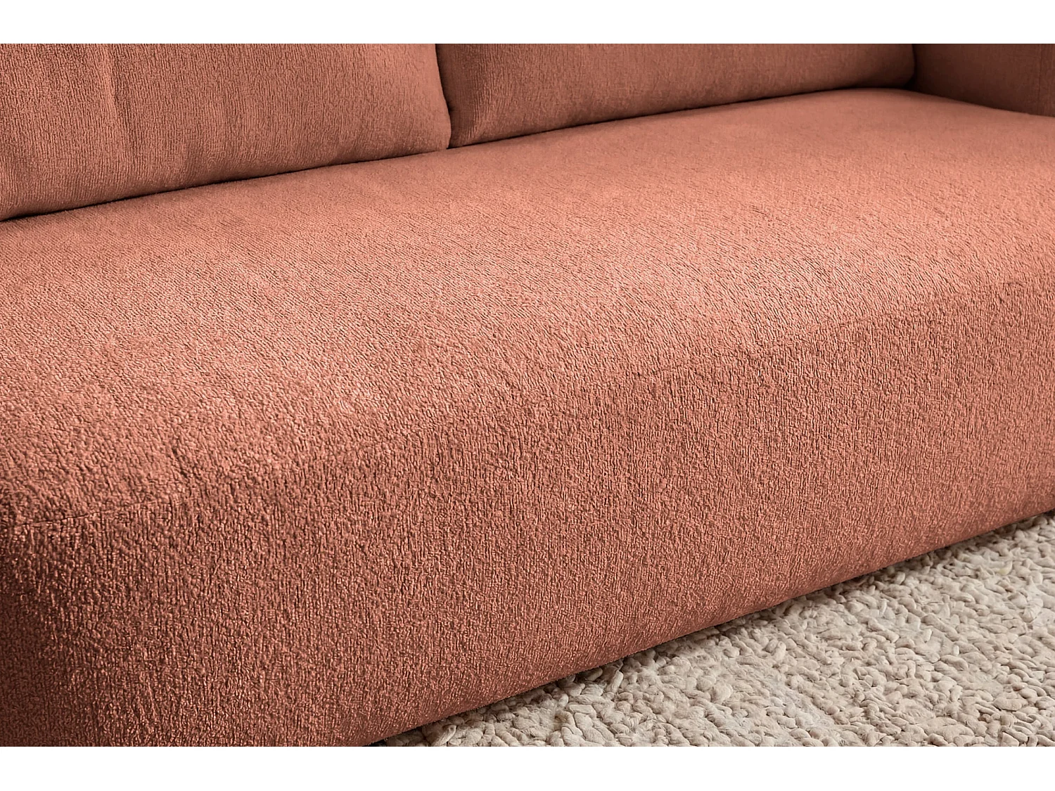 ELLY - Canapé droit stof chenille 3 zits - Terracotta
