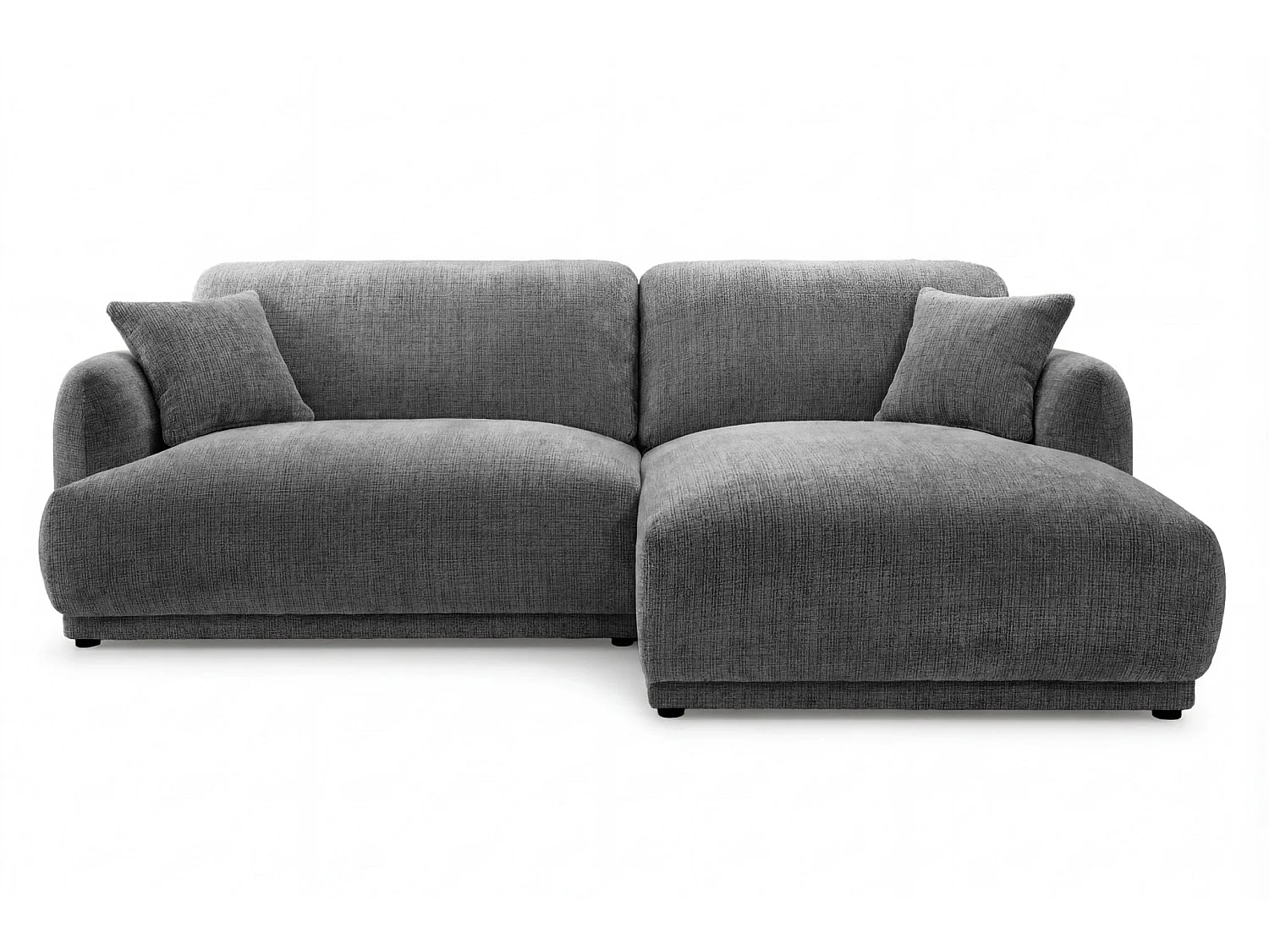 ROSALIE - Canapé d'angle tissu chenille 3 places Gris foncé Droit