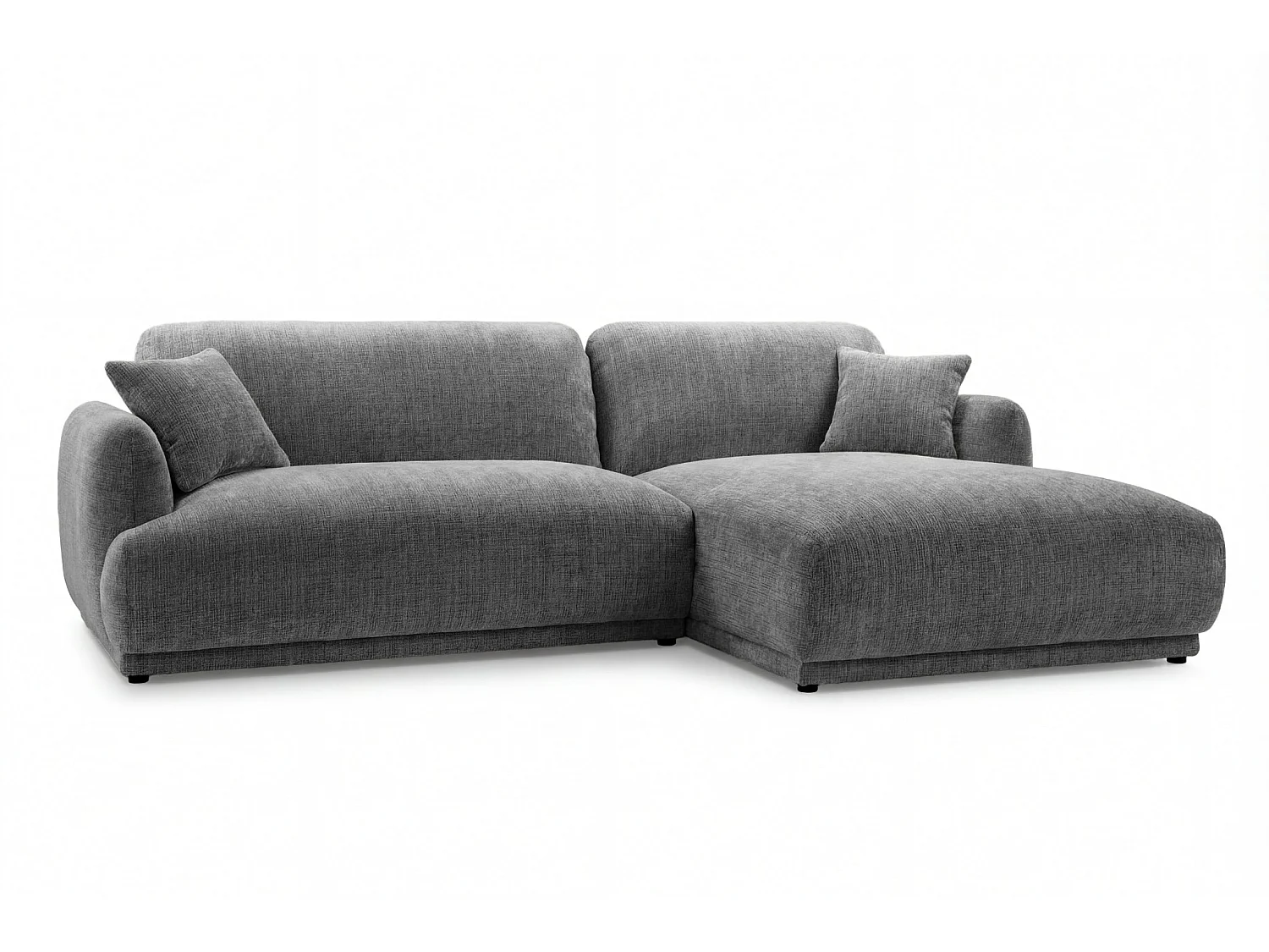ROSALIE - Canapé d'angle tissu chenille 3 places Gris foncé Droit