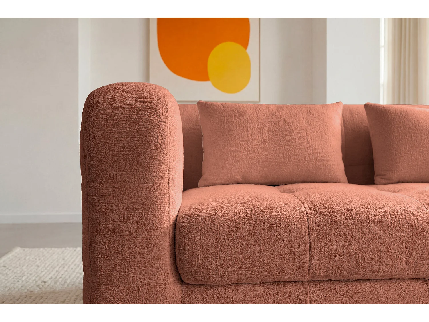 ARLETTE - Canapé droit tissu chenille 2 places Terracotta