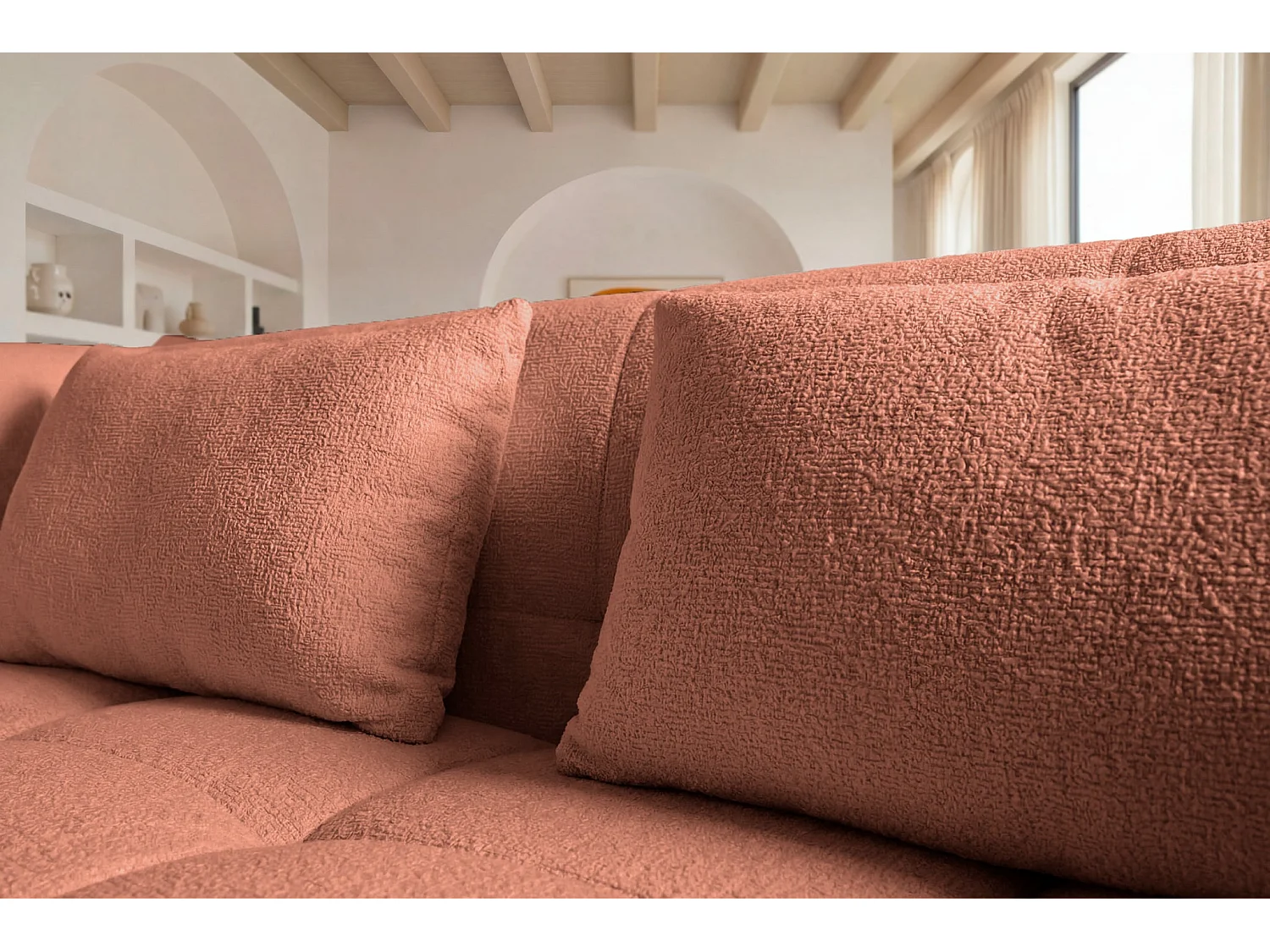 ARLETTE - Canapé droit tissu chenille 2 places Terracotta