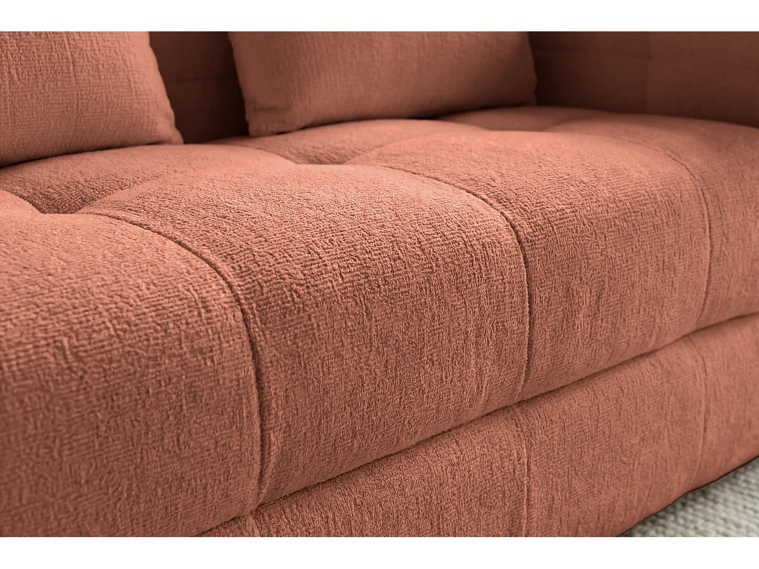 ARLETTE - Canapé droit tissu chenille 2 places Terracotta