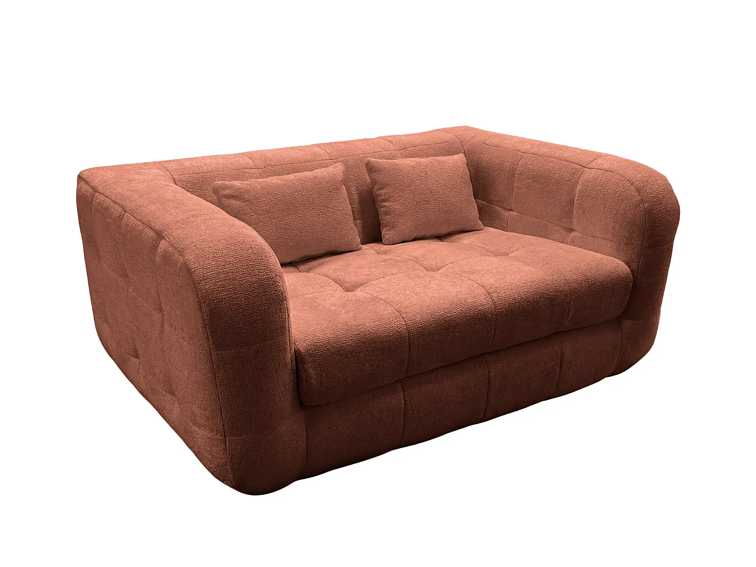 ARLETTE - Canapé droit tissu chenille 2 places Terracotta