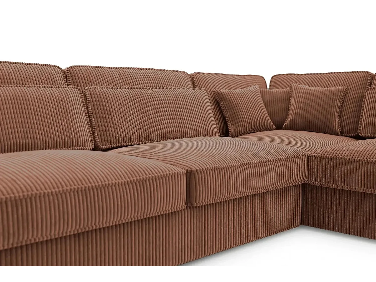 MILAN L - 5-zits corduroy hoekbank - Links - Terracotta