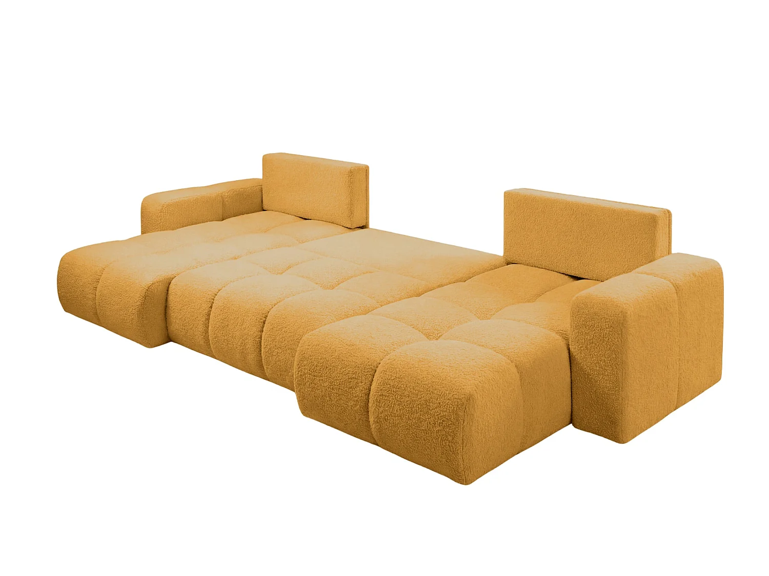 CONSTANCE - 5-zits panoramische slaapbank in chenille stof - Mustard