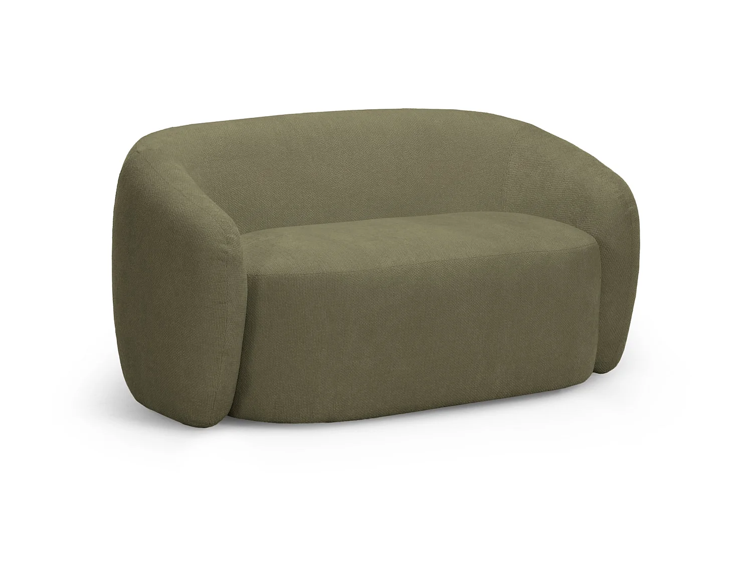 AURELIE - Pack 2-zits rechte bank + fauteuil + stoffen poef - Groen