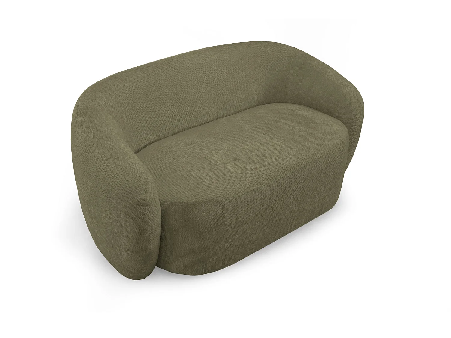AURELIE - Pack 2-zits rechte bank + fauteuil + stoffen poef - Groen