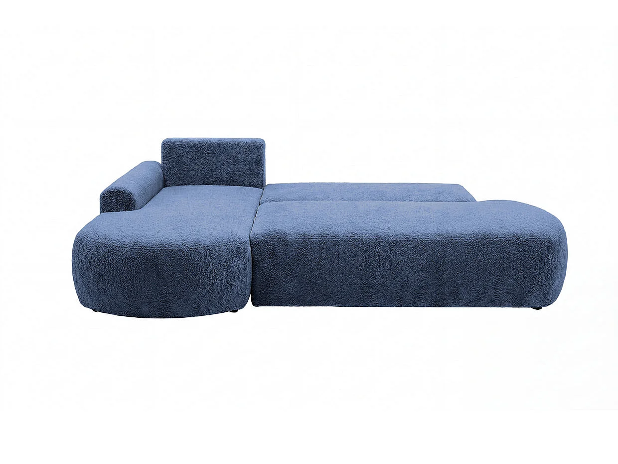 COLIN - Canapé d'angle tissu texturé 3 places Bleu Droit
