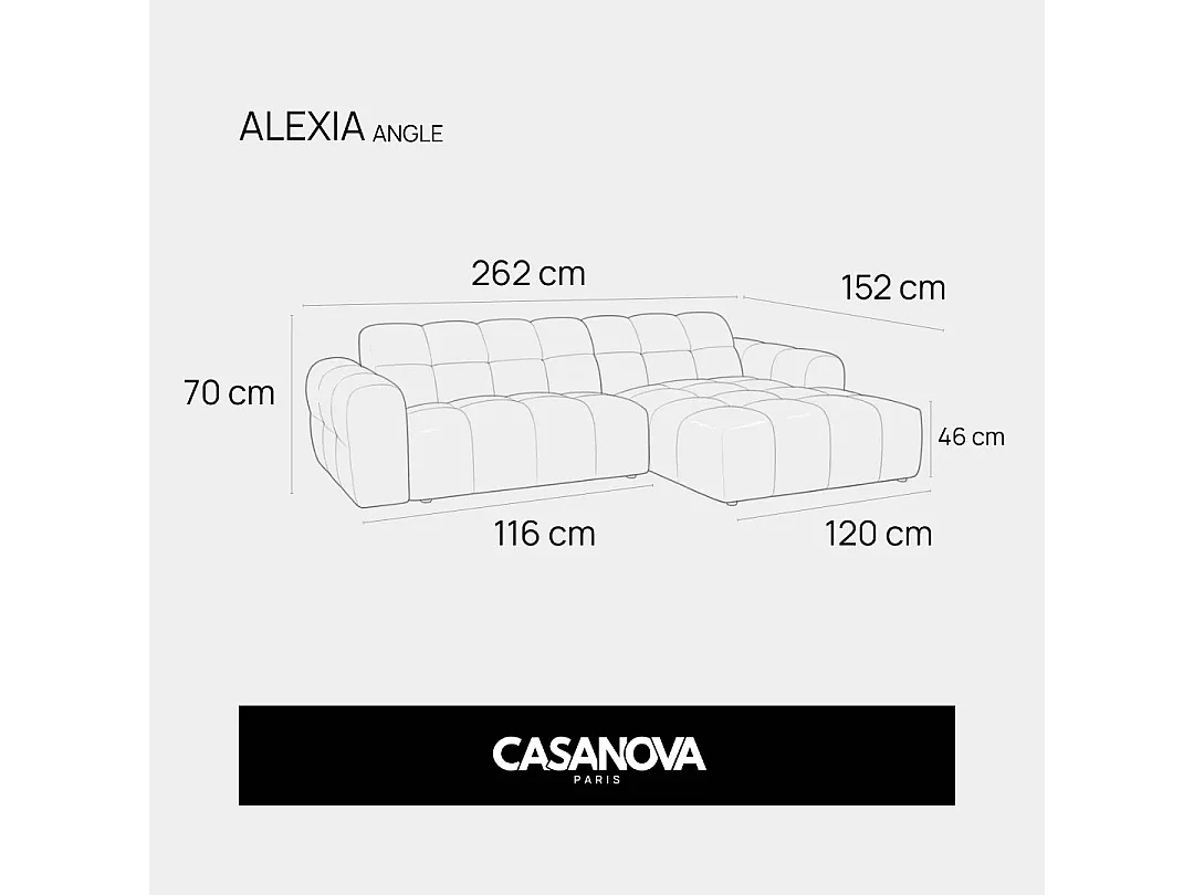 ALEXIA - Canapé d'angle tissu imprimé animalier 4 places Noir Gauche