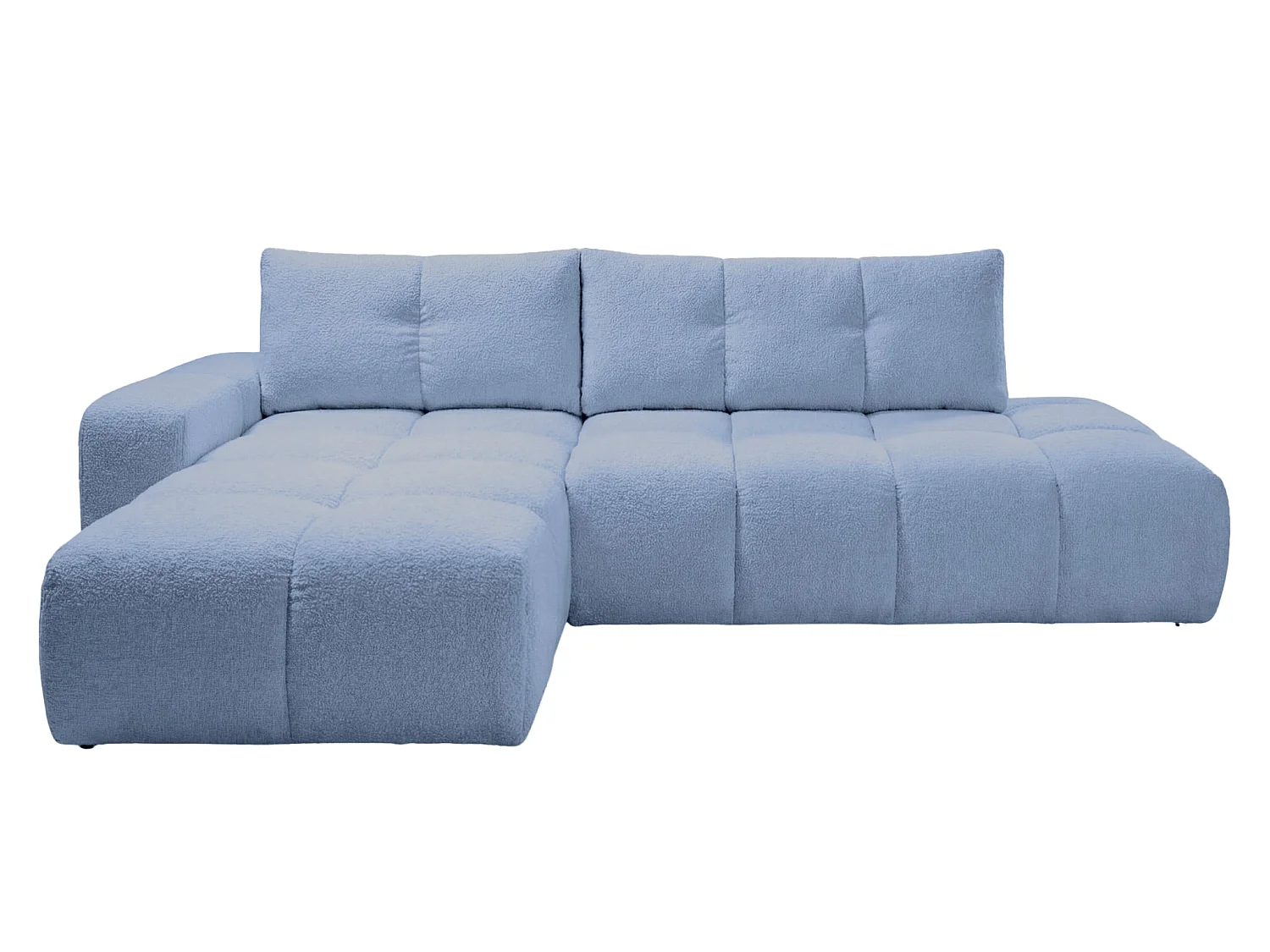 CONSTANCE - 4-zits hoekbank in chenille stof - Lichtblauw